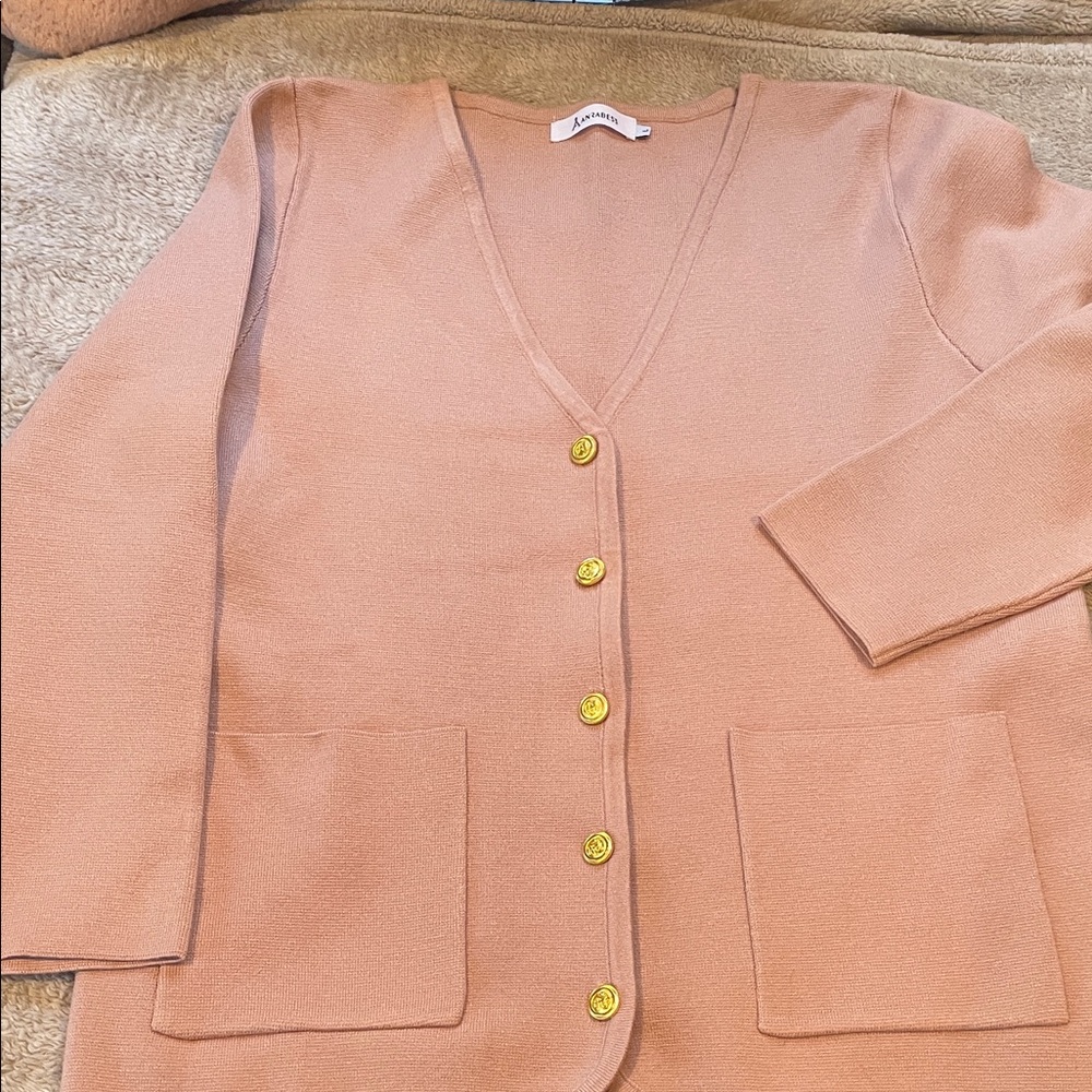 Anrabess Women's Tan Cardigan Sweater